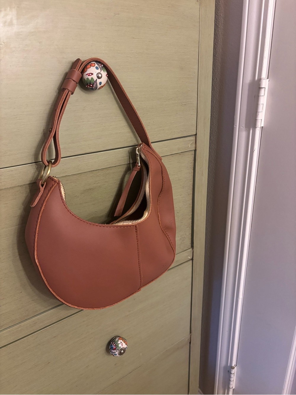Rose Brown Crescent Shoulder Bag - Stylish Everyday Carry